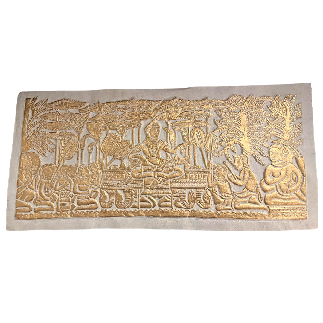 Peinture du Cambodge en relief Suryavarman II et son armée