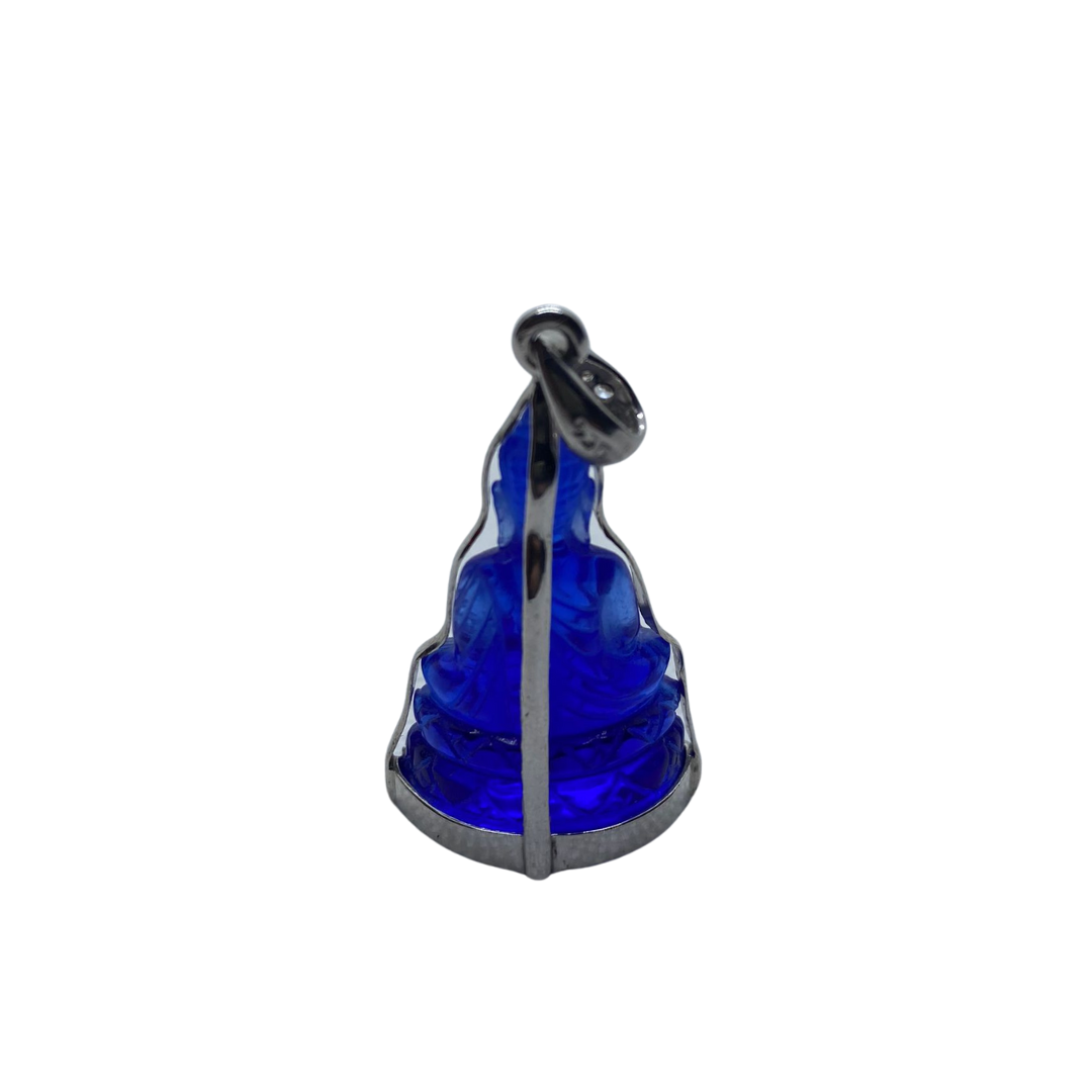 Pendentif Bouddha Bhumisparsha Mudrā en cristal bleu