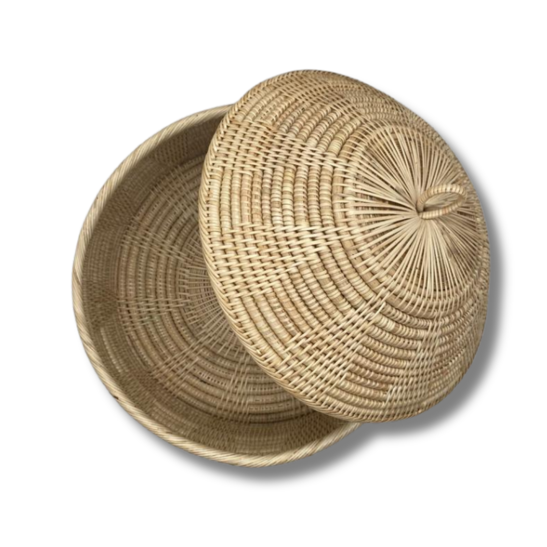 Grande boîte à motif en rotin du Cambodge