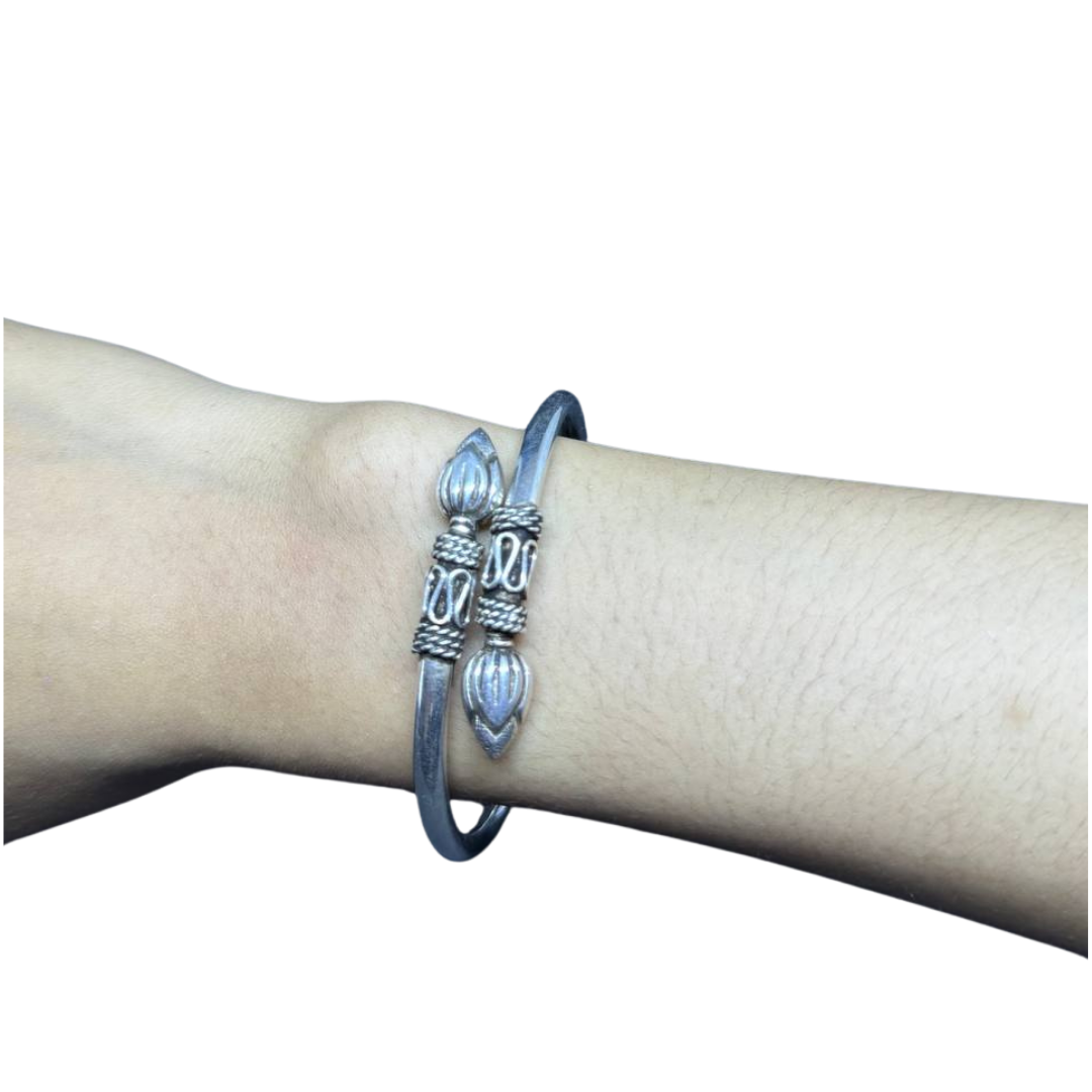 Bracelet Khmer en argent Bourgeon de Fleur de Lotus