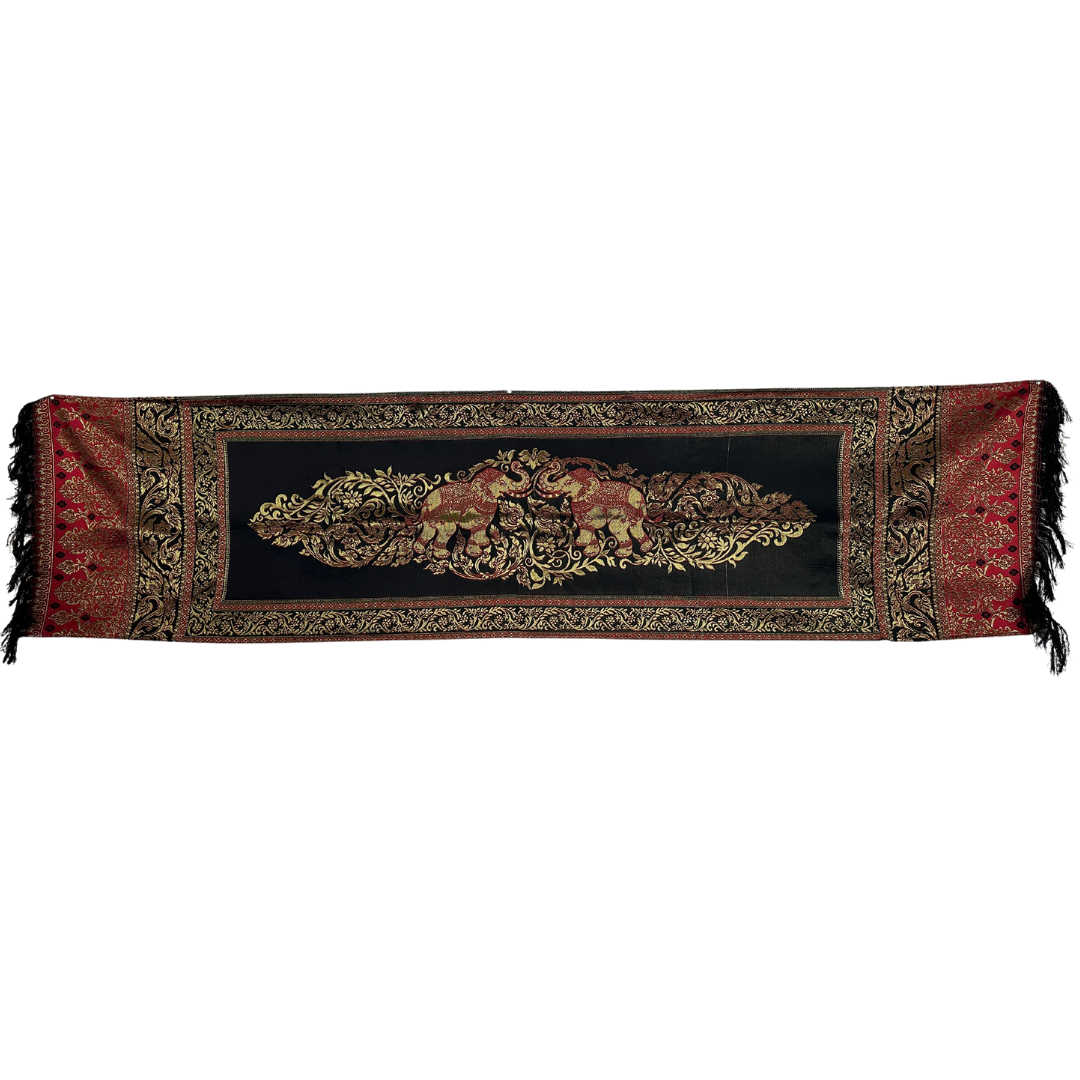 Nappe ornemental cambodgienne éléphant d'Asie 180 x 50 cm