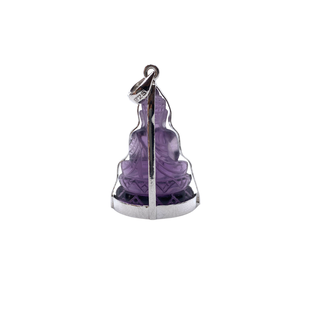 Pendentif bouddha position Abhaya mudra en cristal violet