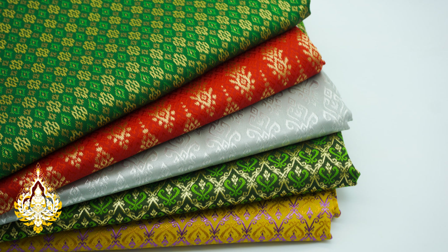 Coupon de tissu Khmer/Thaï premium coloris n°21 à 25 (3,5 x 1m)
