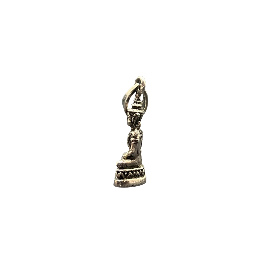 Petit Pendentif Bouddha posture Dhyana Mudra sur Lotus en Argent 925/1000