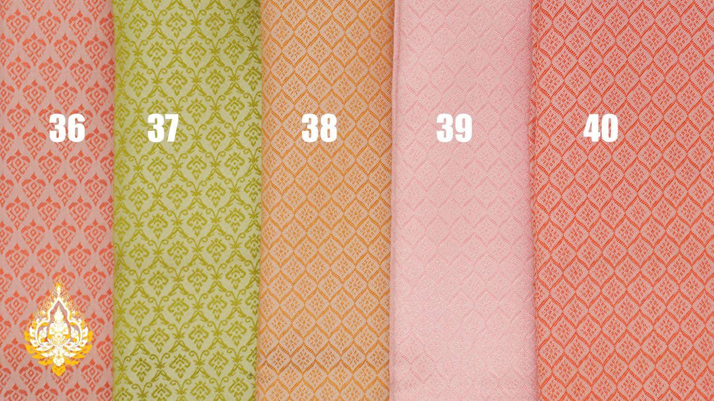 Tissu Khmer/Thaï classique coloris n°36 à 40 pour tenue traditionnelle (3,5 x 1m)
