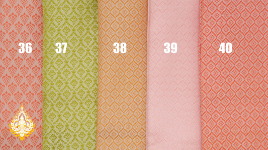 Tissu Khmer/Thaï classique coloris n°36 à 40 pour tenue traditionnelle (3,5 x 1m)