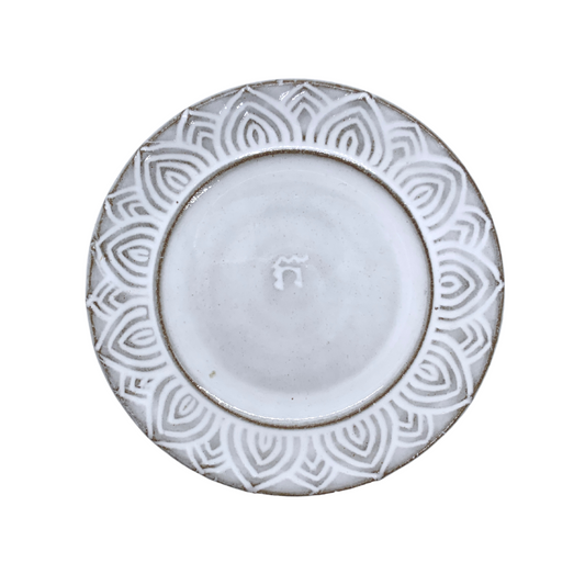 Tasse "Kampot" avec sa coupelle en céramique du Cambodge fait à la main couleur blanche