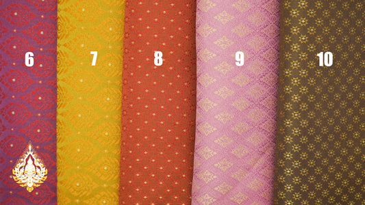 Tissu Khmer/Thaï classique coloris n°6 à 10 pour tenue traditionnelle (3,5 x 1m)