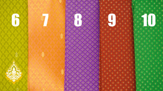 Coupon de tissu Khmer/Thaï premium coloris n°6 à 10 (3,5 x 1m)