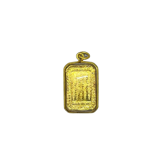 Amulette Thaï en verre 5 lignes couleur doré et vert