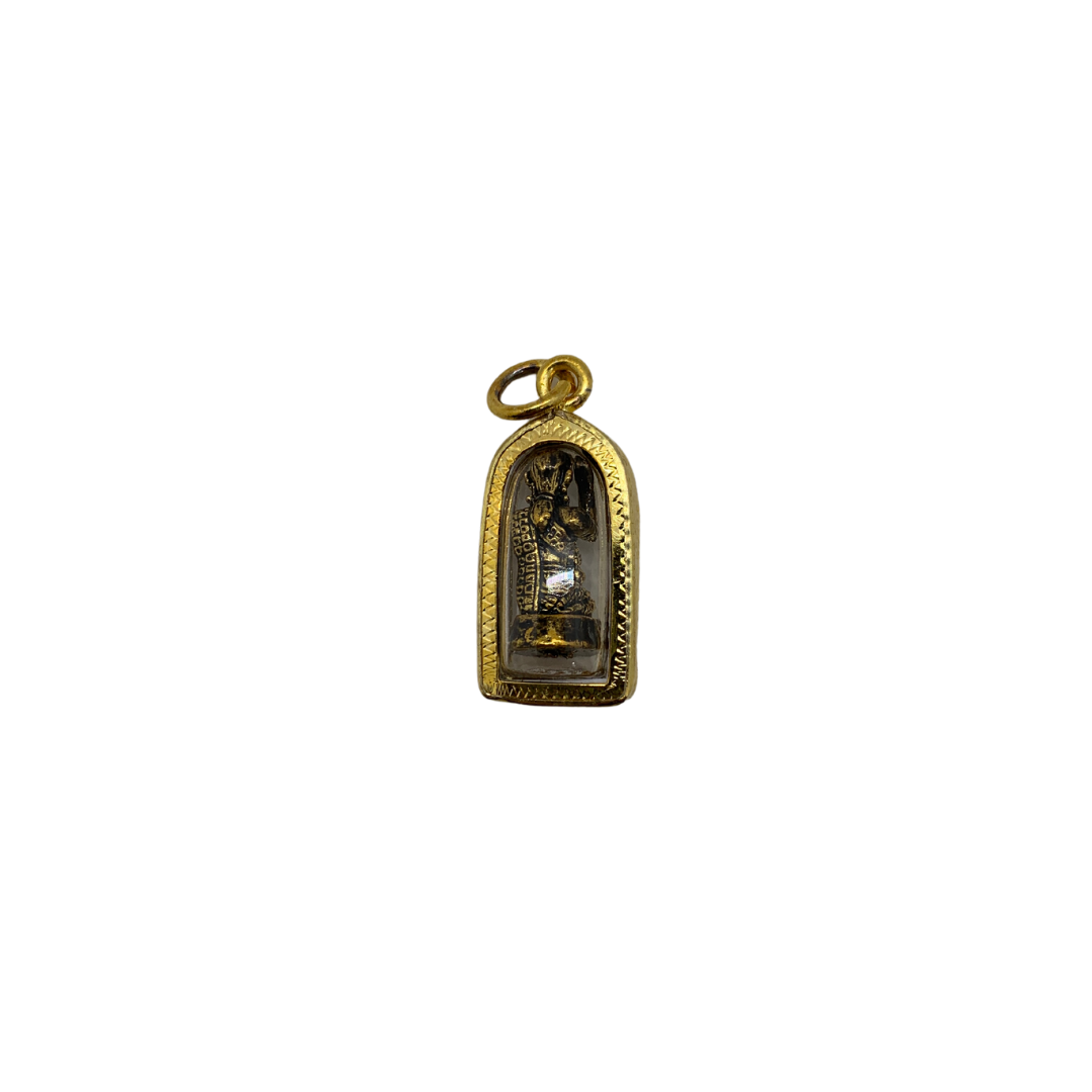 Amulette Thaï en verre Phrae Mae Thorani couleur doré et bronze