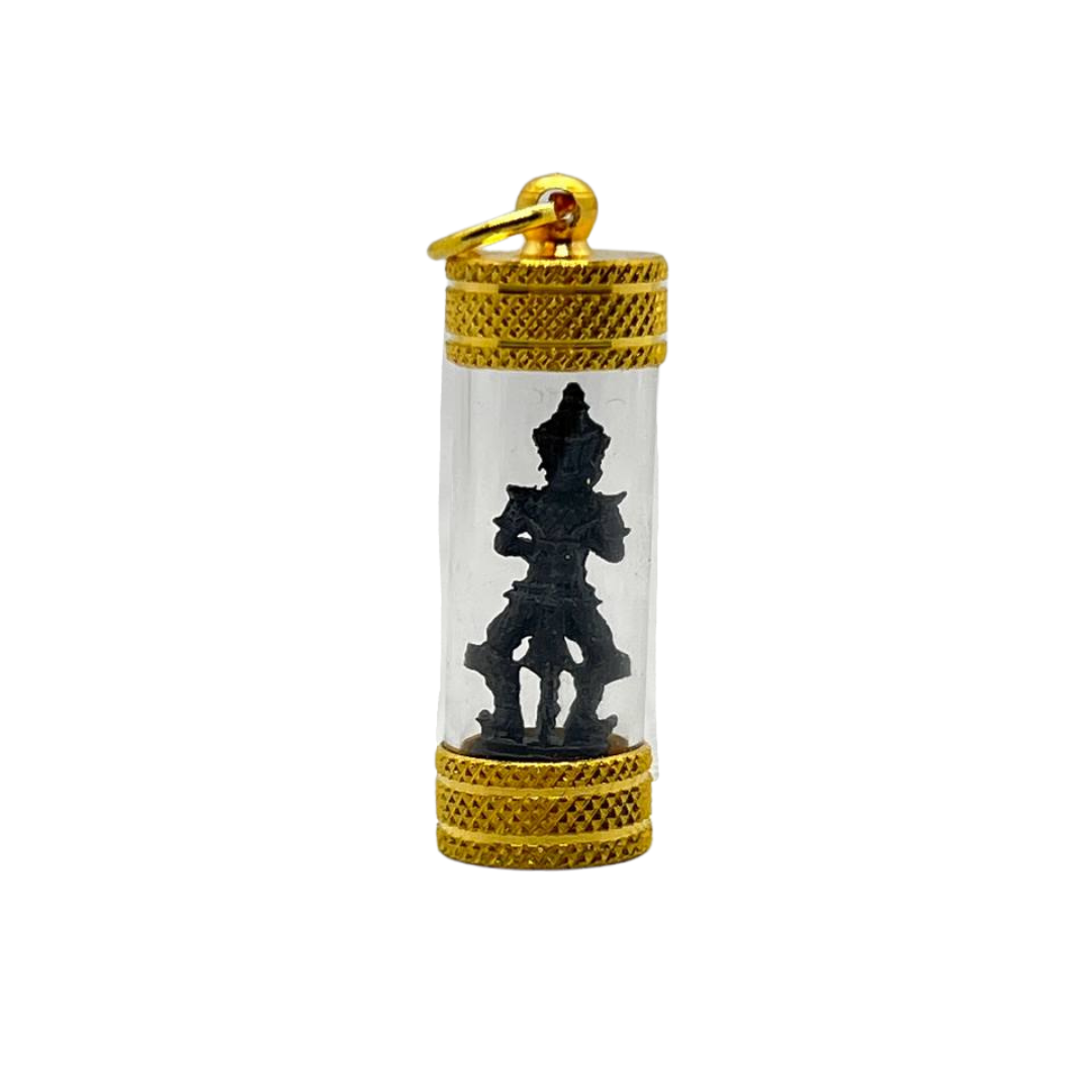 Amulette Thaï en verre cylindrique Yeak couleur noir