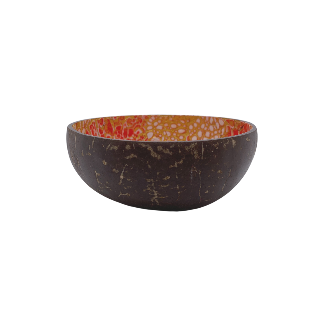 Bol en bois de coco peint et vernis