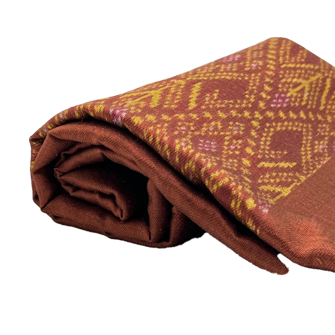 Foulard en soie fine à motifs Tissé à la Main avec Teinture Naturelle
