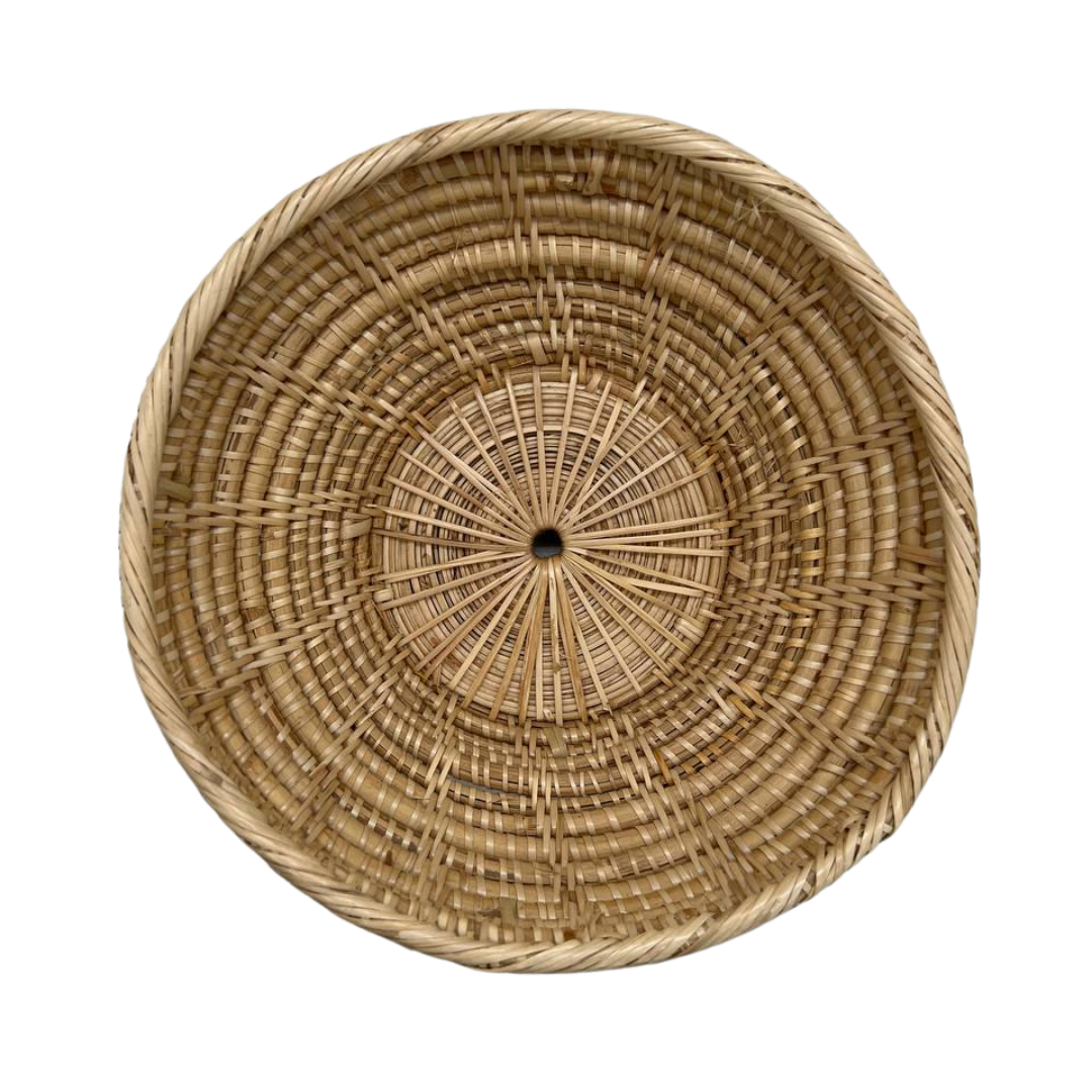 Grand bol artisanal du Cambodge en rotin couleur naturelle