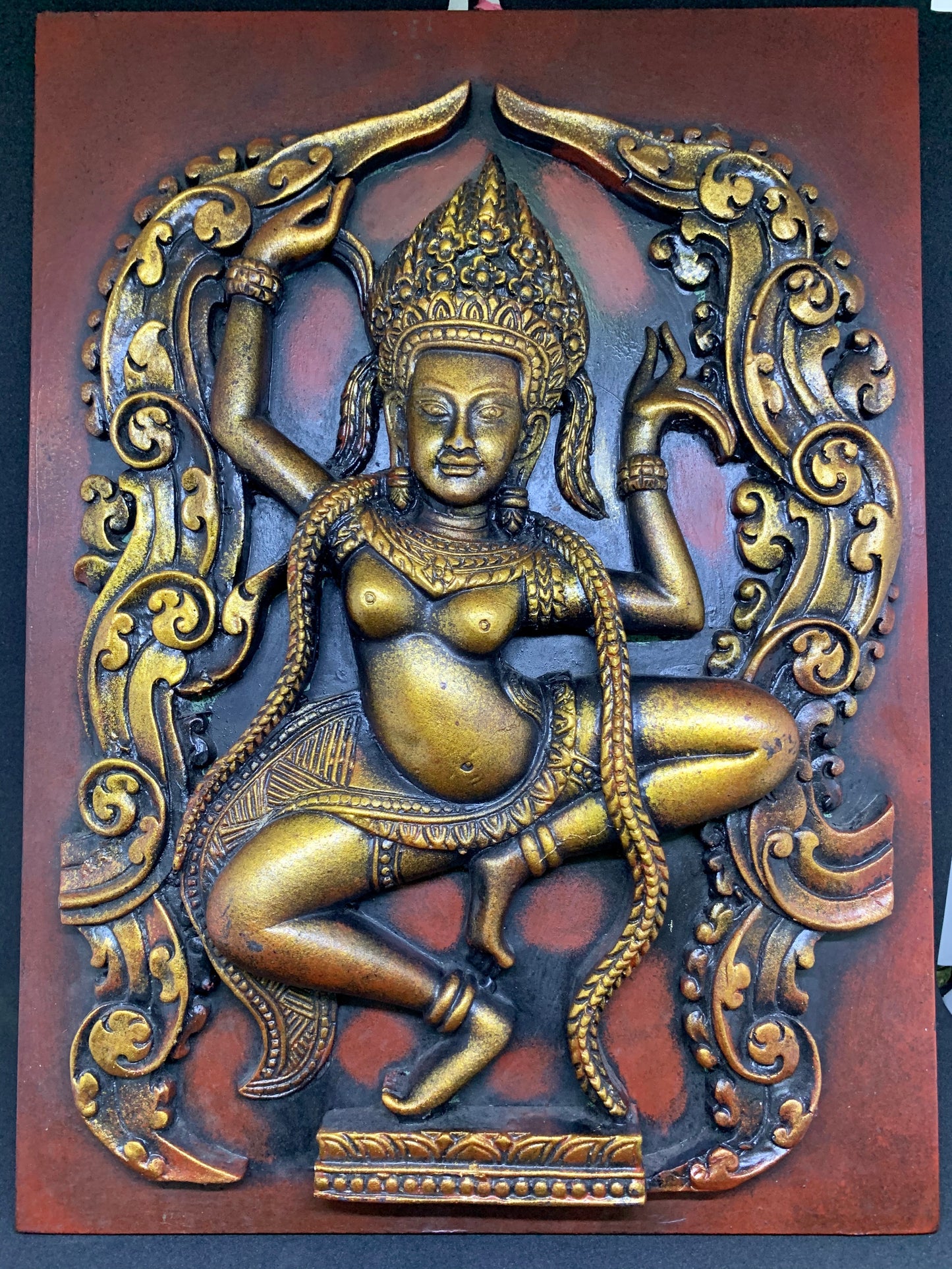 Tableau Apsara Bois 30 x 28 cm