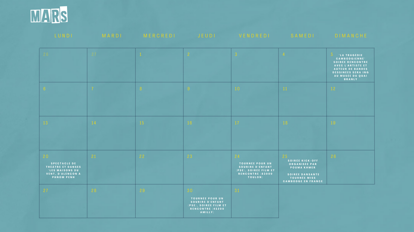 Calendrier des festivités cambodgienne en France