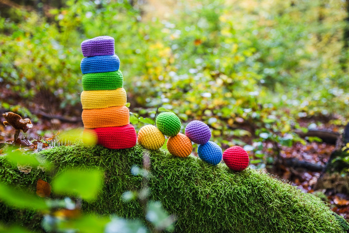 Jeu Enfants Bols + Boules à Empiler Arc-en-ciel