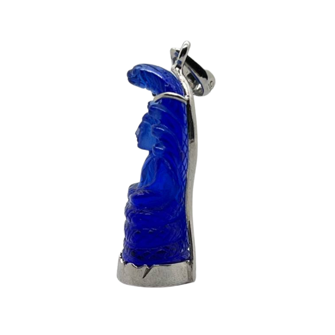 Pendentif Bouddha Naga en posture Dhyana Mudra et serti en Saphire