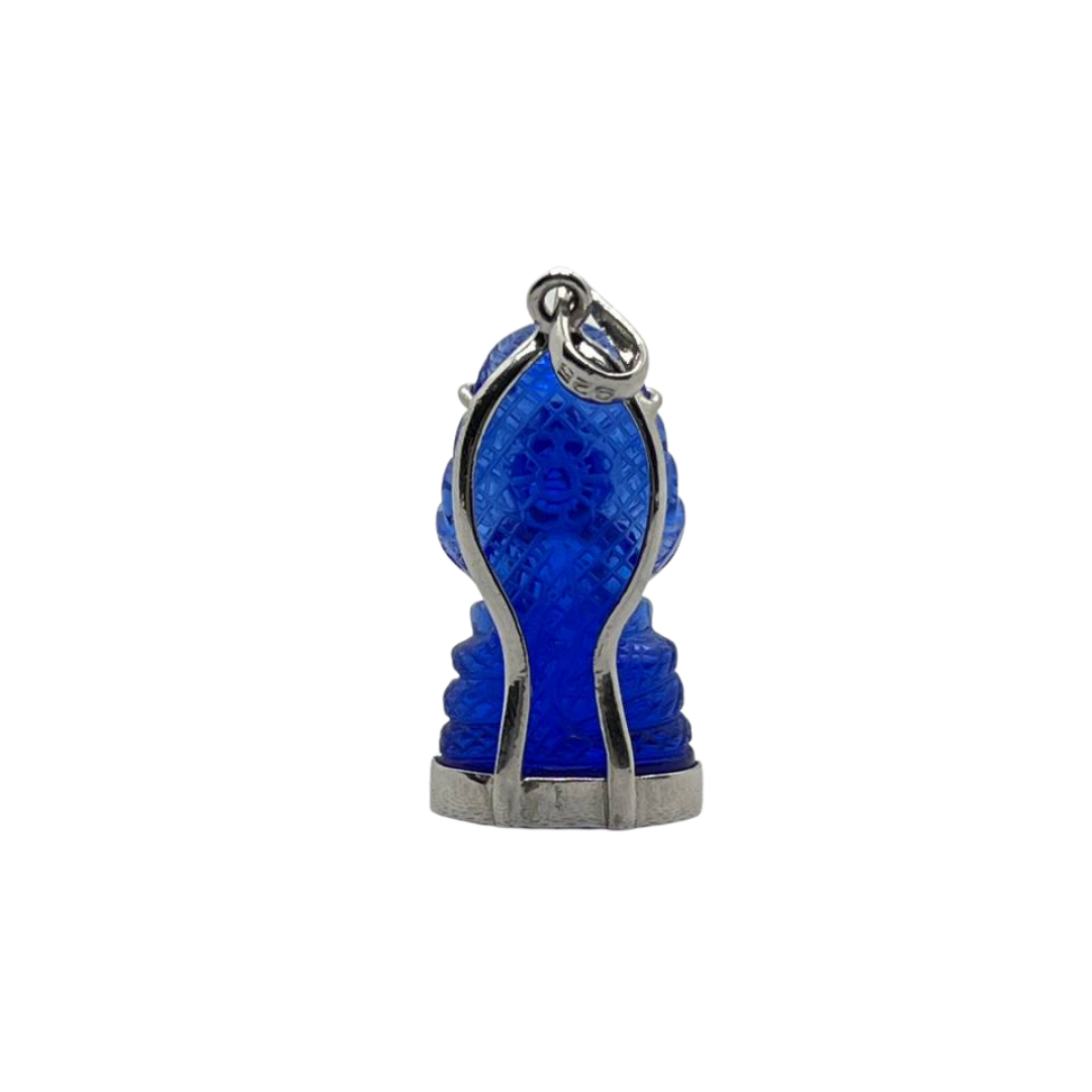 Pendentif Bouddha Naga en posture Dhyana Mudra et serti en Saphire