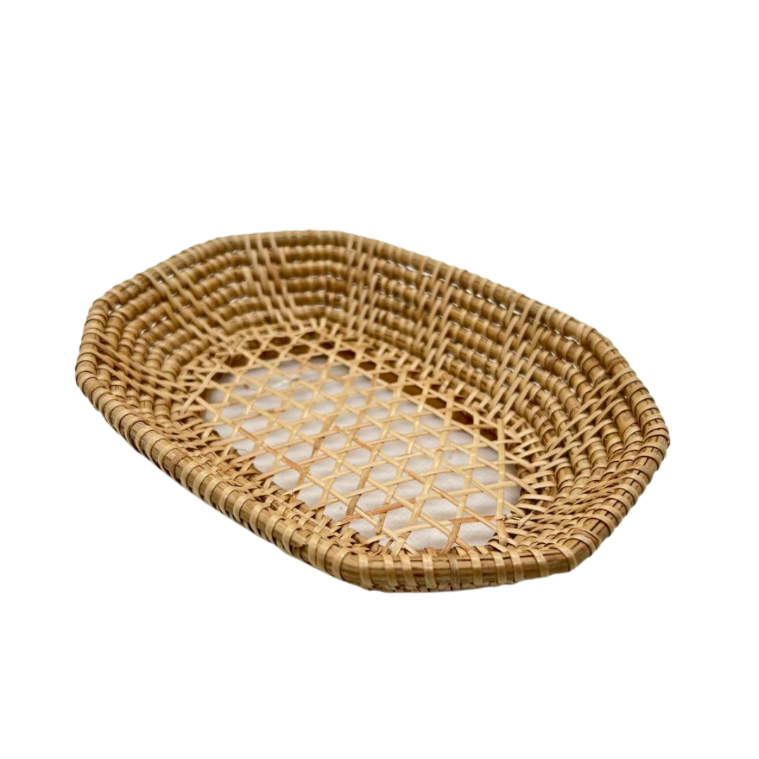 Petit panier hexagonal du Cambodge en rotin couleur naturelle