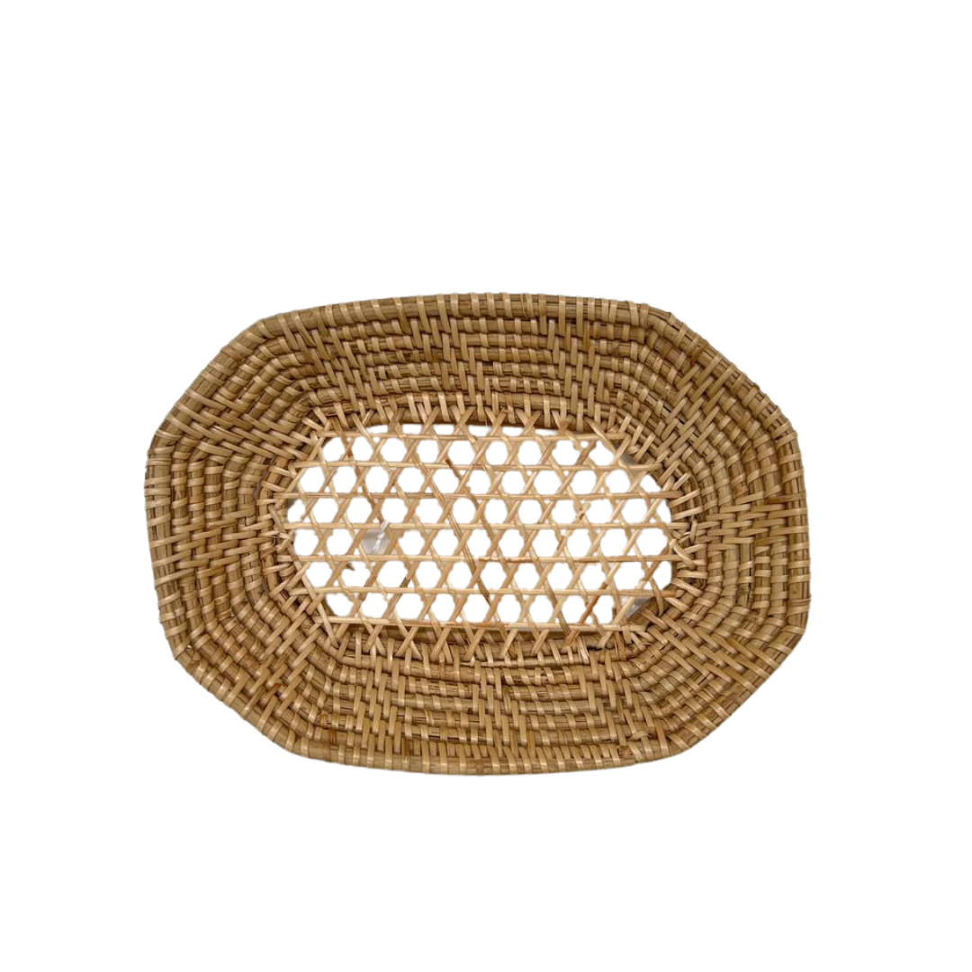 Petit panier hexagonal du Cambodge en rotin couleur naturelle