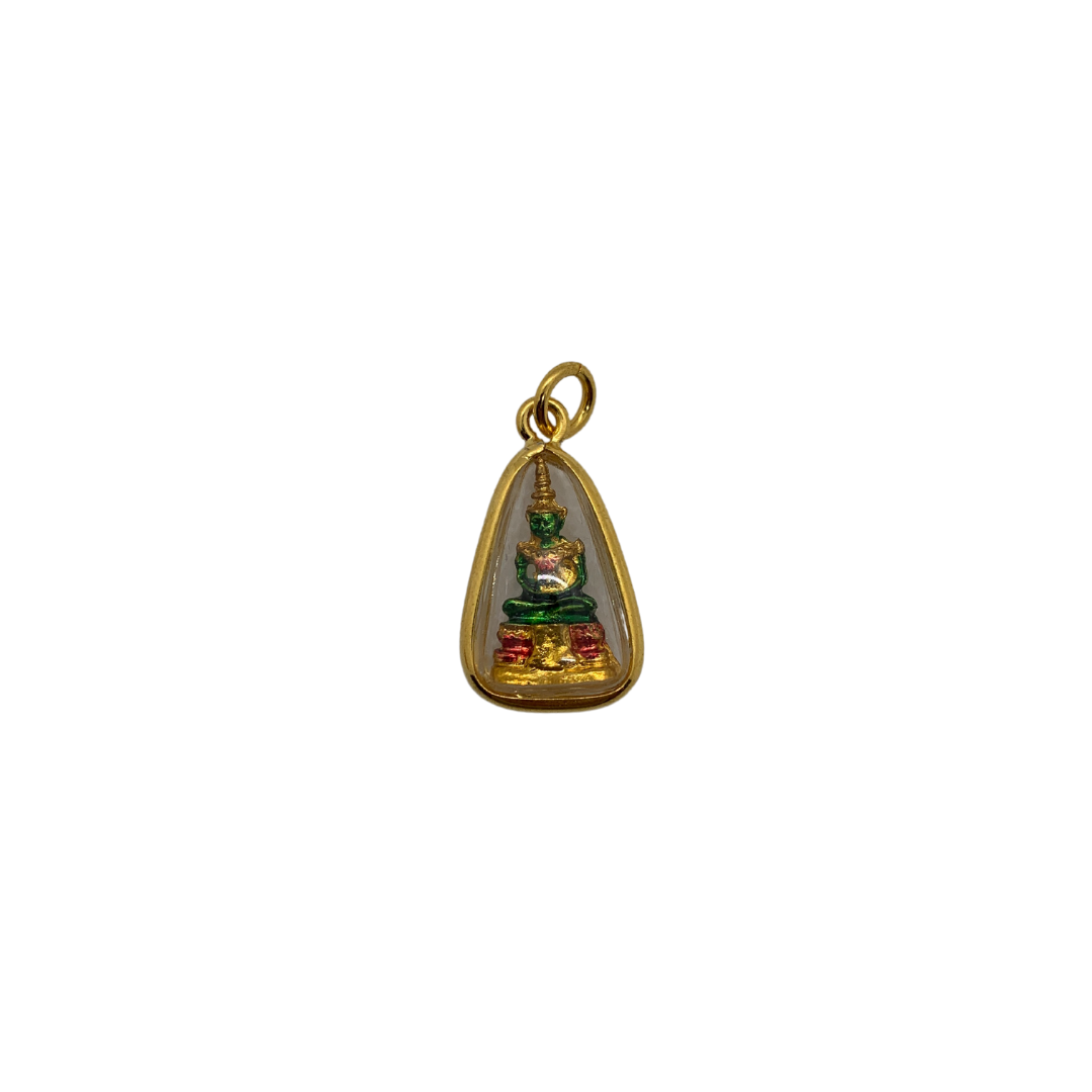 Petite amulette Thaï en verre Bouddha émeraude Phra Kaeo Morakot