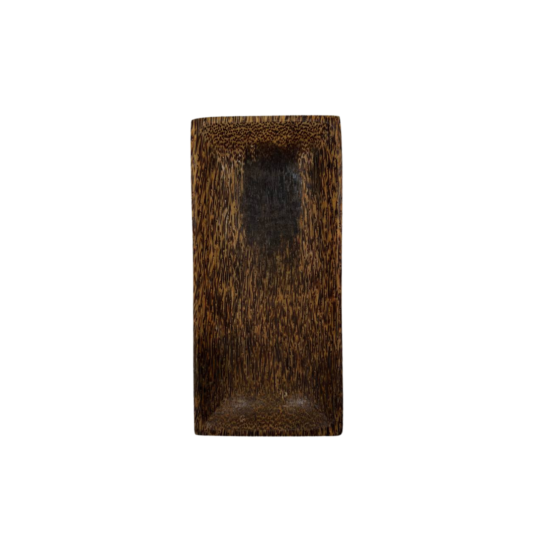 Assiette rectangulaire du Cambodge en bois de palmier couleur naturelle