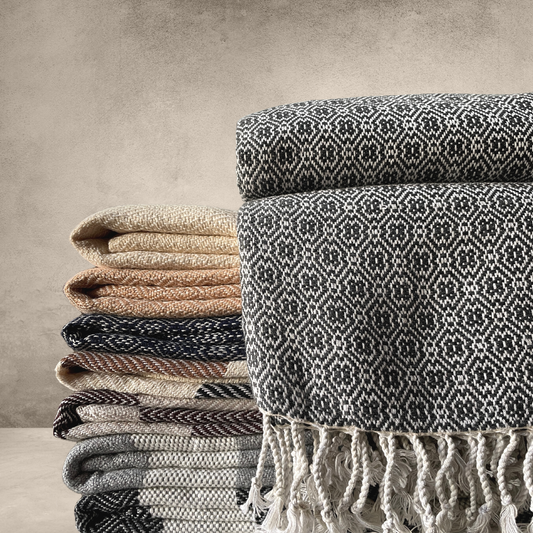 Plaid en coton tissé fait main Anthracite 120 x 240 cm par Artisans du Mékong