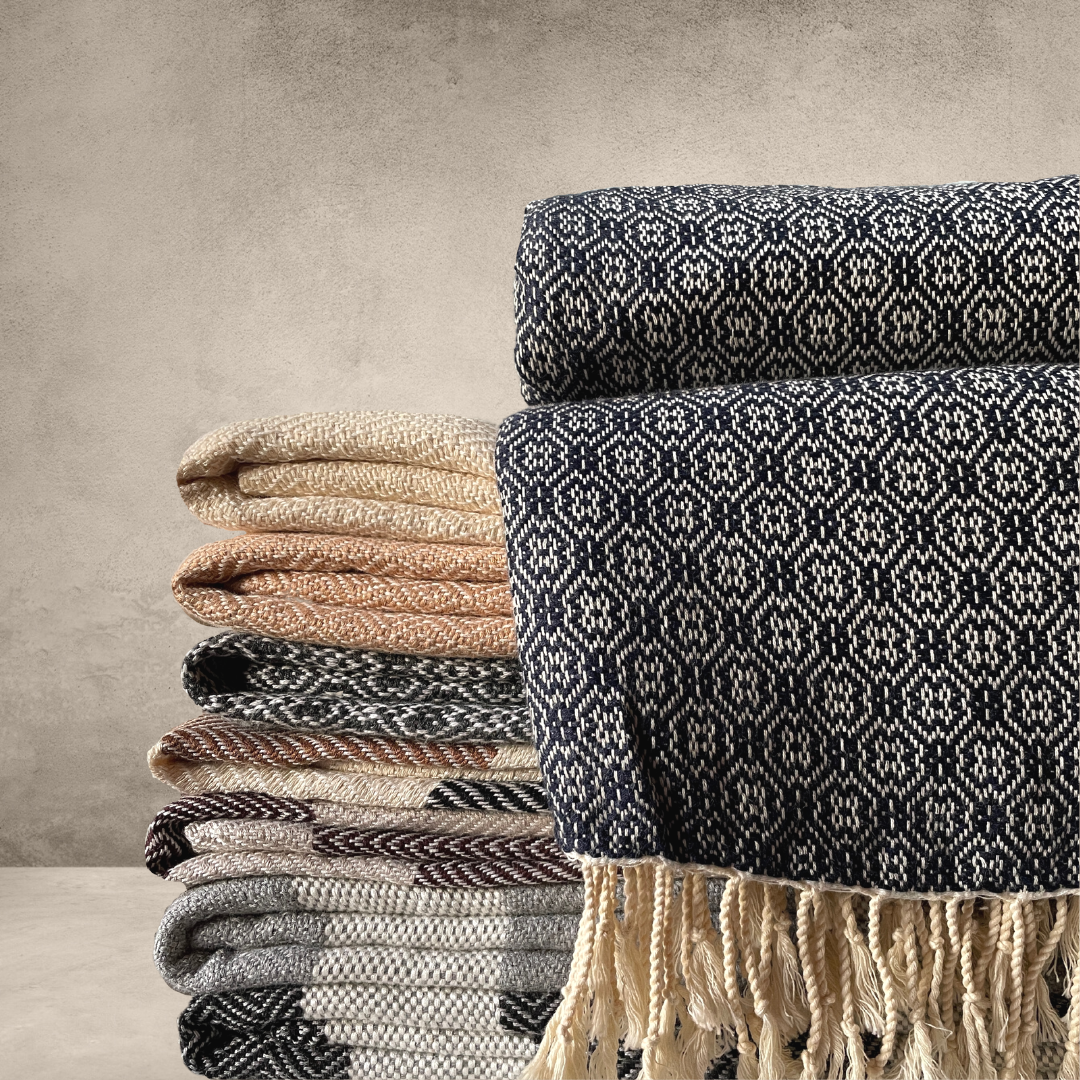 Plaid en coton tissé fait main Bleu 120x240 cm par Artisans du Mékong