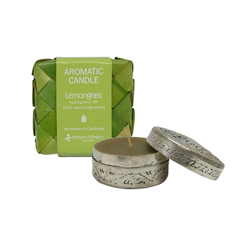 Bougie parfumée à la Citronnelle dans une boîte Ronde par Senteurs d'Angkor