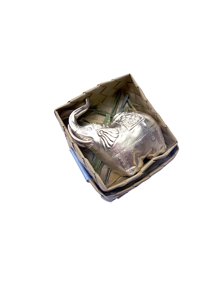 Bougie parfumée au Jasmin dans une boîte en argent Elephant par Senteurs d'Angkor