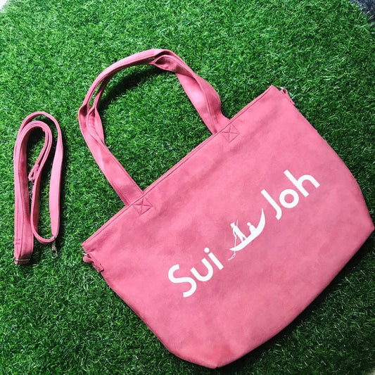 Sac Signature Rose et Logo Blanc avec Sangles