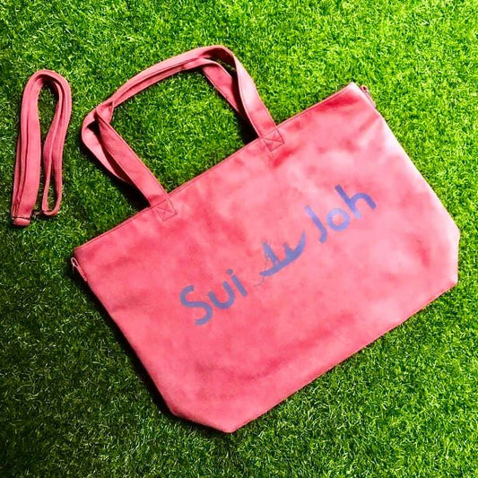 Sac Signature Rose et Logo Bleu avec Sangles