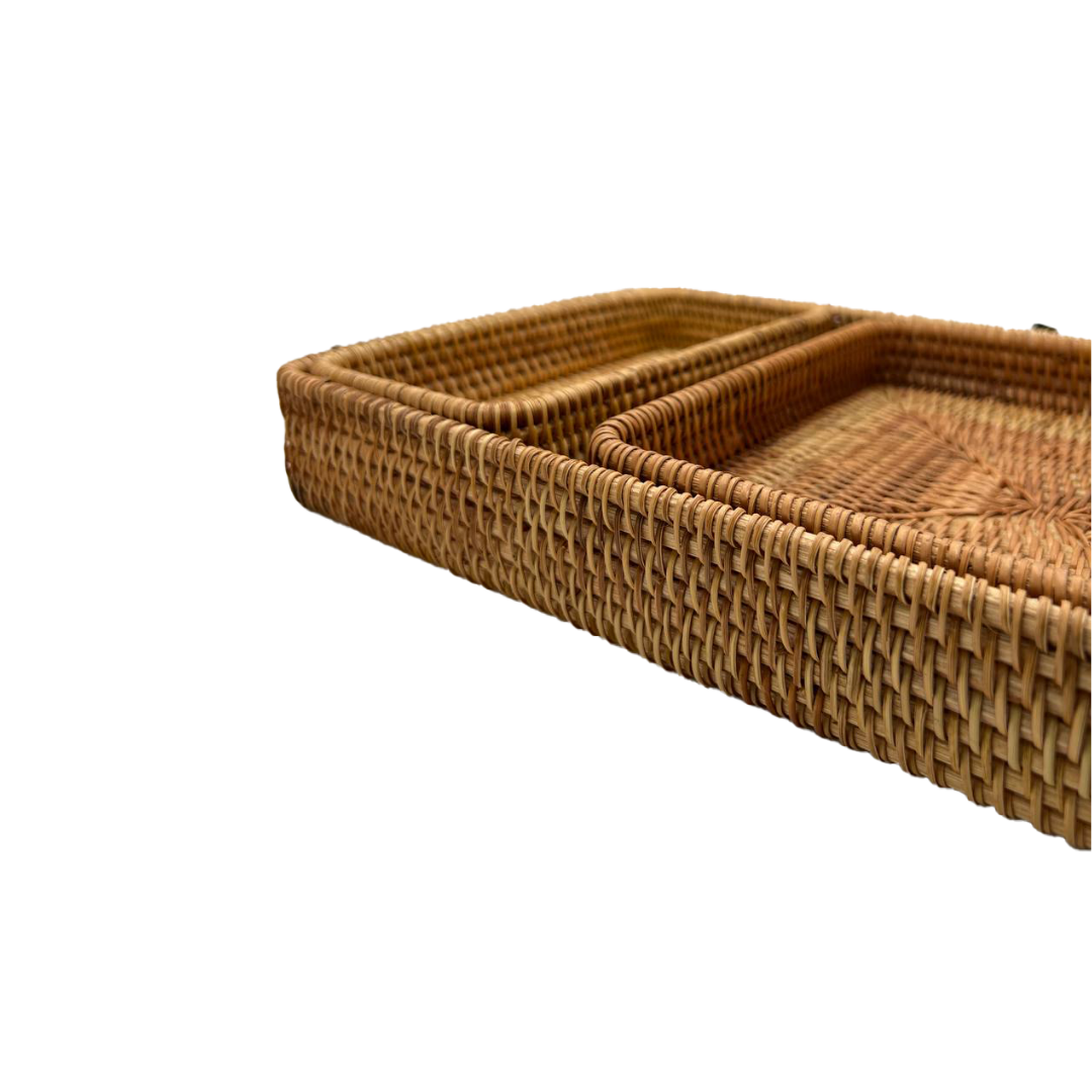 Panier du Cambodge en rotin carré couleur naturelle fumé