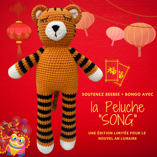 SONG le tigre endormi en édition limitée - Peluche tigre au crochet par Beebee + Bongo
