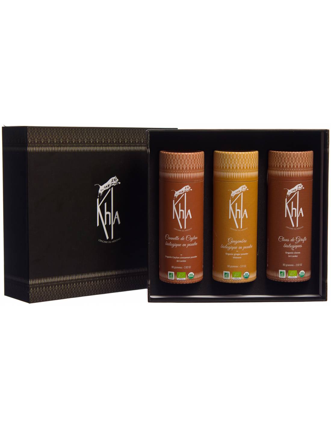COFFRET Coffret senteurs de Noël - (cannelle en poudre bio 80g-gingembre en poudre bio 90g-clou de girofle entier 80g bio)