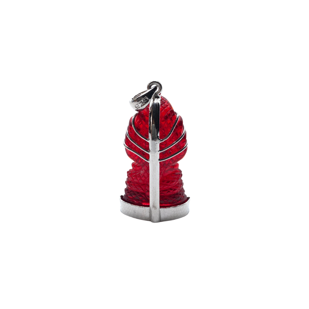 Pendentif Naga Dhyana Mudrā en cristal rouge