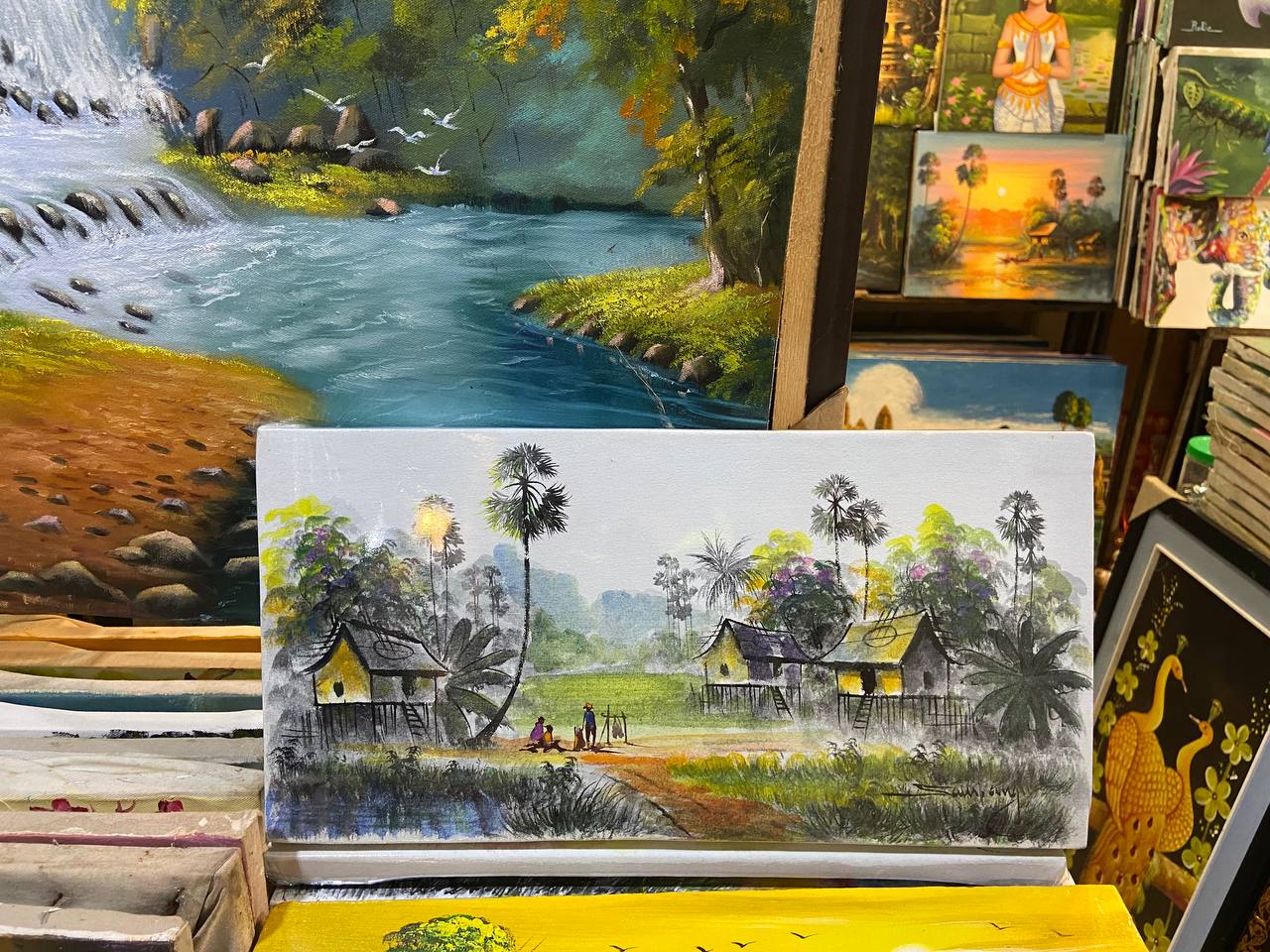 Tableau Village rural 40 x 20 cm (avec châssis)