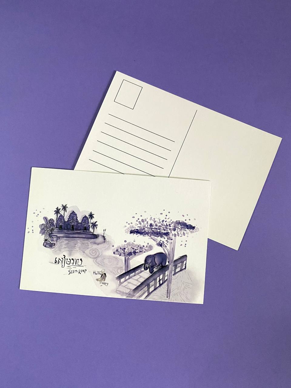 Ensemble de cartes postales villes du Cambodge by Hattha Neary