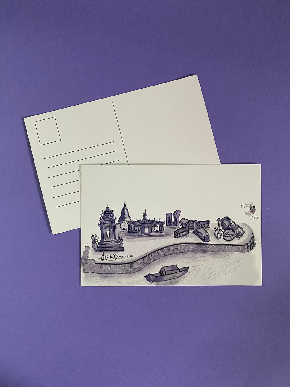 Ensemble de cartes postales villes du Cambodge by Hattha Neary
