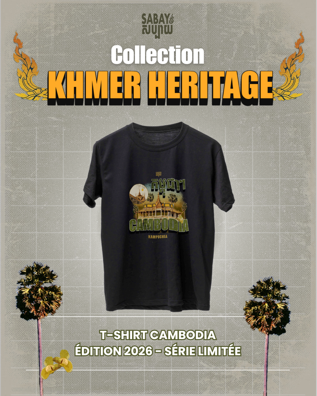 T-shirt Unisexe "Cambodia" - Sabay Creation (Collection Khmer Heritage)