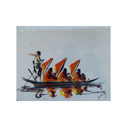 Peinture sur Toile "Méditation Fluviale" 20x25cm