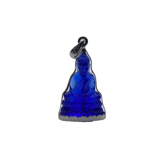 Pendentif Bouddha Bhumisparsha Mudrā en cristal bleu