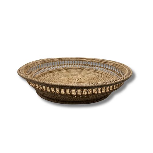 Grand plateau artisanal du Cambodge en rotin couleur naturelle