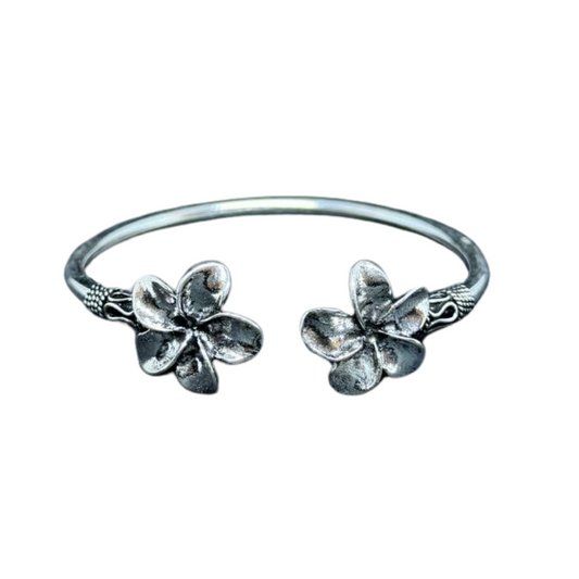 Bracelet Khmer fin en argent aux Fleurs de Champa