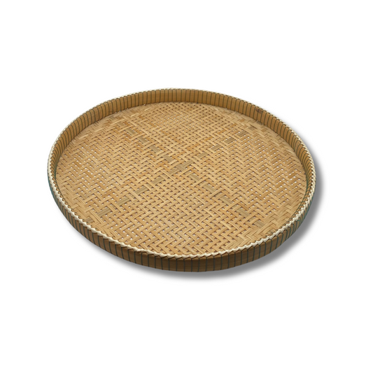 Grand plateau artisanal en bambou du Cambodge