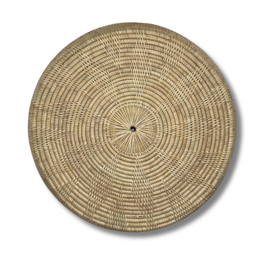 Grand plateau artisanal en rotin à motif du Cambodge