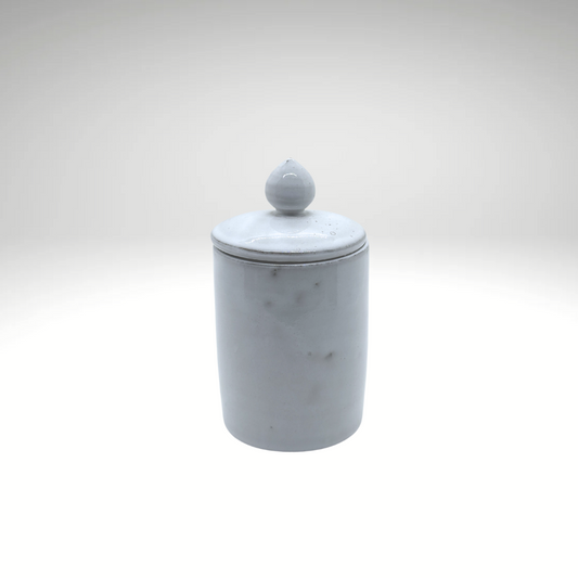 Pot "Siem Reap" avec son couvercle, en céramique du Cambodge fait à la main - blanc