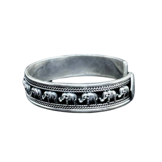Bracelet Thaïlandais en argent orné d'éléphants